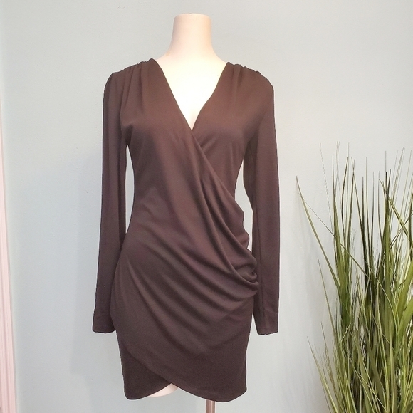 bobi Dresses & Skirts - BOBI Black Surplice V Neck Ruch Wrap Size …